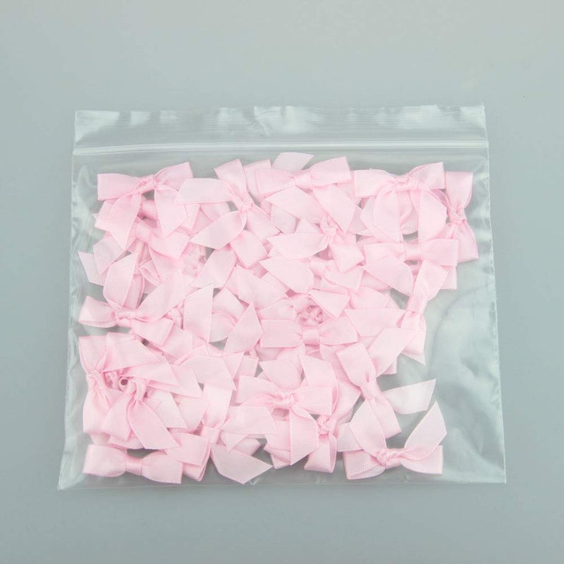 7Rainbows 50pcs Boutique 1.5" Pink Satin Ribbon Mini Bows for Craft Sewing Scrapbooking Wedding and Gift Wrapping - Image 4